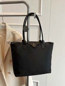 Eine einfache und vielseitige Lässig Shopper Tasche in Unifarbe, großes Fassungsvermögen, mit Reißverschluss, kann als Schultertasche getragen werden, geeignet für Einkaufen, Urlaub, Arbeit und Pendeln sowie andere Anlässe.