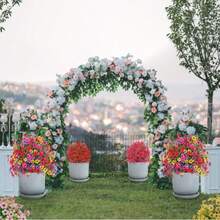 2PCS Artificial Eucalyptus Violet Ground Stakes Flowers, UV Resistant Faux Silk Plants For Spring Summer Garden, Patio, Home Decor, Lifelike Greenery Bouquet - 白色 - 查看 10