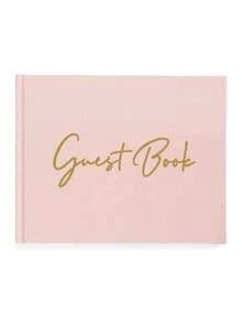 1pc Guest Book For Wedding, Party, Special Events - Elegant Gold Foil Edged Visitor Registry Book, Great For Weddings, Celebrations, Parties And Bridal Showers,Christmas - Pink - View 10