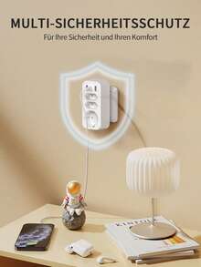 Multiprise 6-en-1 avec 3 prises AC, adaptateur de voyage 4000W/16A avec port de charge rapide USB-C PD 20W, noir blanc - Prise de type F UE (220-240 V) - Voir 7