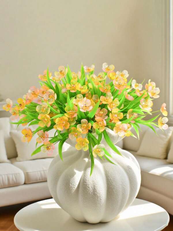 1pc/4pcs Handmade Beaded Flower Bouquet, Plastic Acrylic Material, Imitation Orange Flowers, Beaded Decor, Bridal Bouquet, Wedding Accessory, Holiday Gift, Home Decor