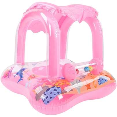 Flotador De Piscina ParaS, Flotador Inflable Para Con Toldo Y Parasol Asiento  Juguetes De Verano Para Jugar En La Playa Con Forma De Barco Para NiñOs PequeñOs (Rosa)