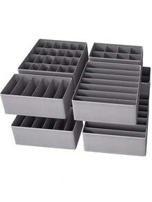 1个抽屉收纳分隔架，可折叠衣柜收纳整理篮，以及用于收纳衣物、内衣、胸罩、领带、配饰、袜子等的布艺收纳箱 - 彩色 - 查看 4