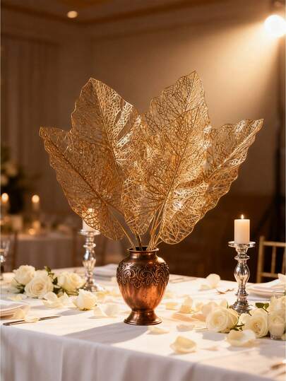 1/5pcs Artificial Golden Flower Scene Decoration, Artificial Flower Scene Decoration, Fan Blade,For Wedding Decoration, Home Decoration, Graduation Celebration, DIY Bouquet, Home Decor,Room Decor,Wedding Decor,Bedroom Decor,Gifts For Women,Gardens, Courtyards, Wedding Parties, Vase Filler Wedding Table Centerpieces,Bedroom Stuff,Birthday Decorations,Kitchen Decor,Party Decorations,Indoor And Outdoor DIY Flower Arrangement.