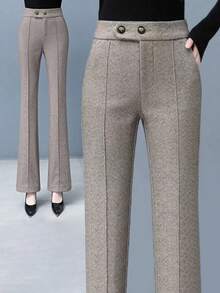 女士新款秋冬畅销人字纹羊毛裤-加厚休闲日常办公室正装裤