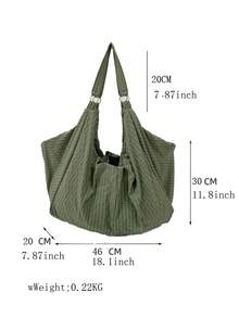 Túi đeo vai họa tiết kẻ caro hai màu dung tích lớn, vải nylon mềm mại và bền, túi đeo chéo nữ, túi tote đa năng thường ngày, thích hợp cho đi làm, học tập, du lịch, đi làm, phù hợp cho cả nam và nữ - Màu xanh lá cây đậm - Xem 7