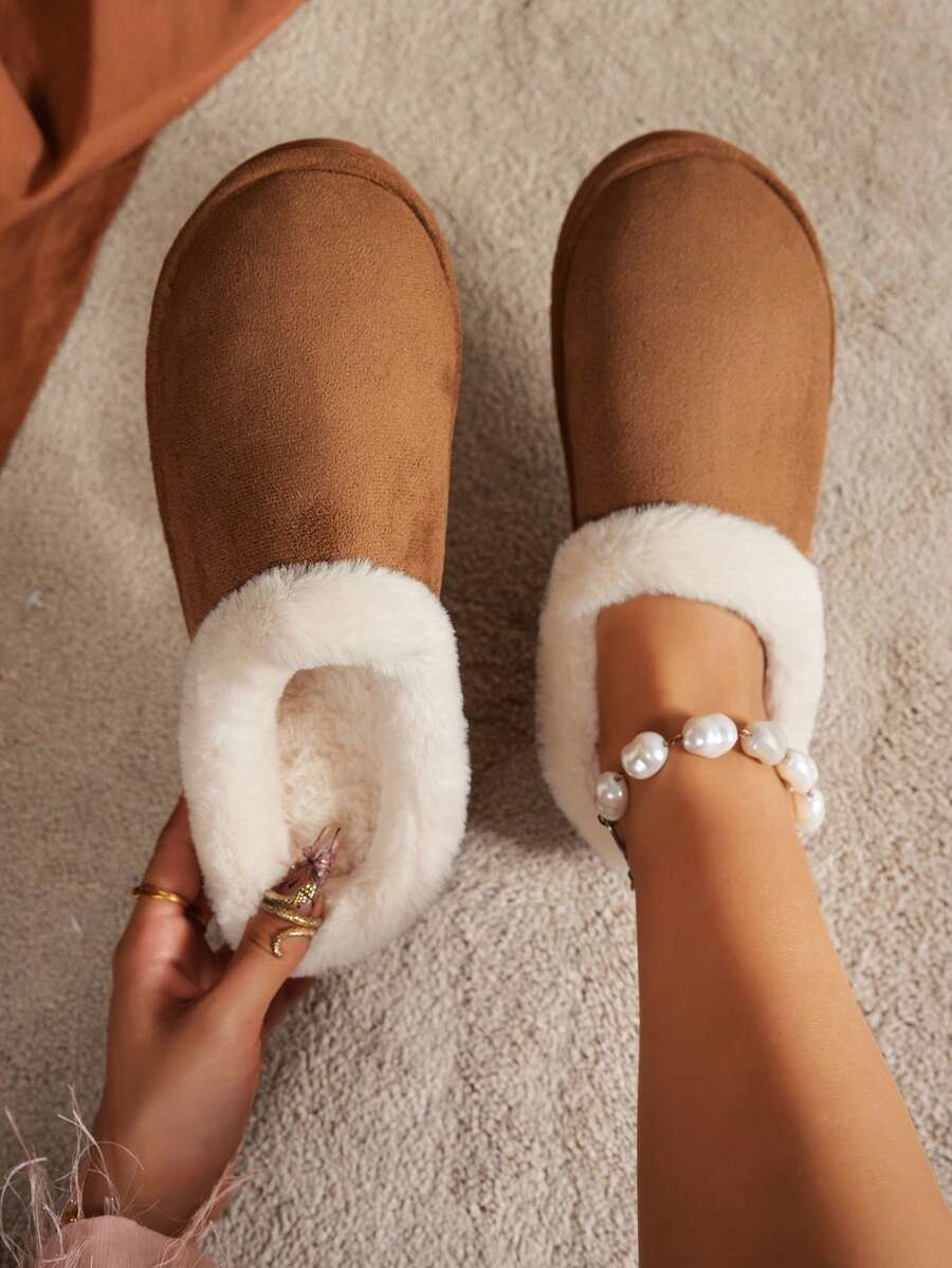 Pantofole da donna alla moda, in tessuto pile caldo, di colore tinta unita, adatte per uso interno ed esterno, per viaggi e vacanze a casa