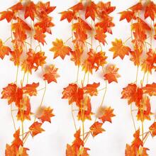 3 Packs Of 2.34m Artificial Autumn Maple Leaf Garland, Red Fall Leaves Hanging Vine, Suitable For Home, Wedding, Fireplace, Party, Thanksgiving Decor - Romantic Valentine's Day Style - Orange - View 10