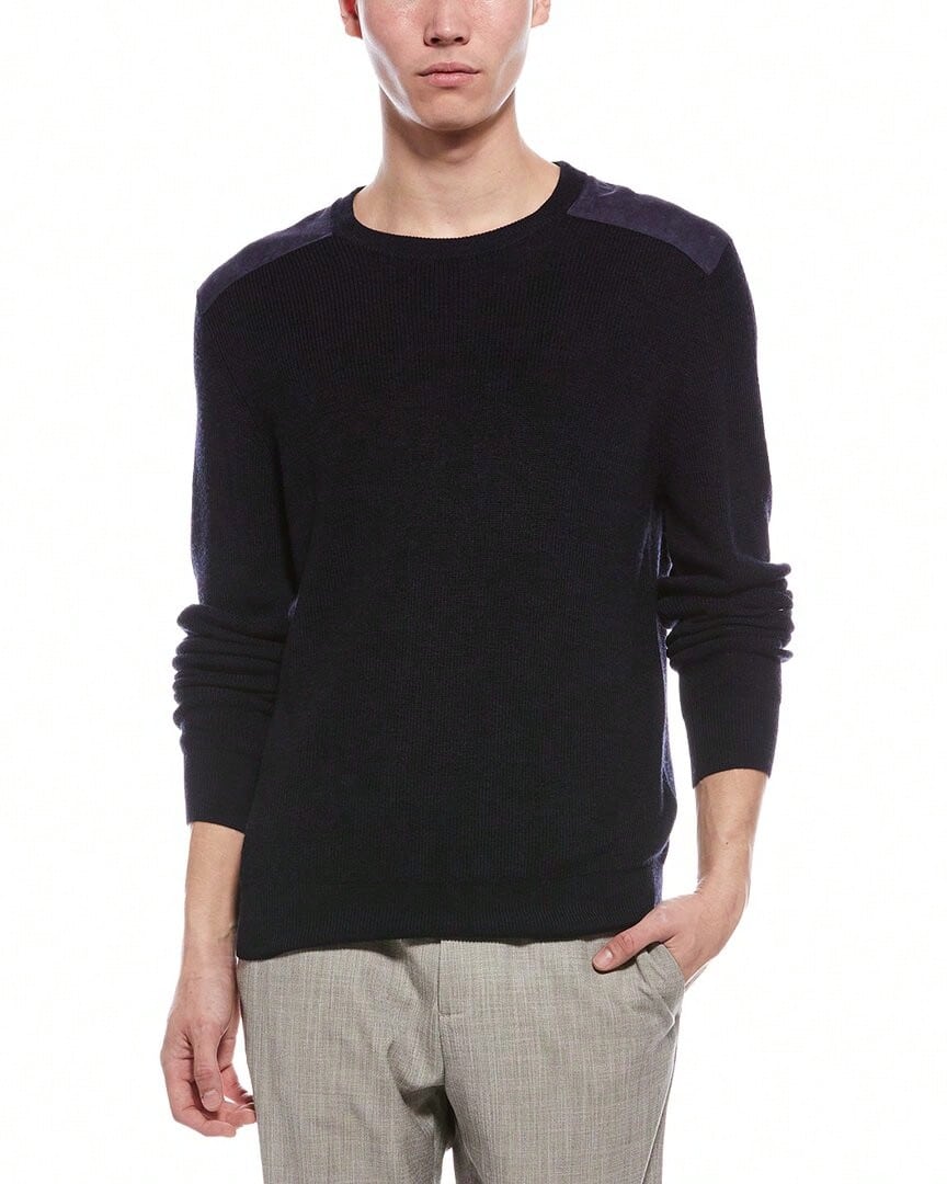Bruno Magli Merino Wool Crewneck Sweater - Navy - 查看 1