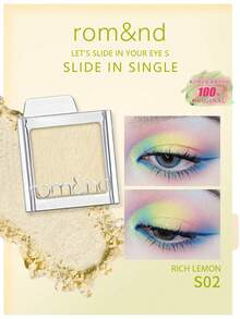Rom&nd Phấn phủ Romand Slide In Single S02 màu vàng chanh, chất phấn mịn mượt và dễ tán, tạo lớp trang điểm nhẹ nhàng và tự nhiên, không gây bết dính, lâu trôi và không lem. Sản phẩm đi kèm hộp phấn trượt mở tiện dụng, thời trang, hoàn hảo cho du lịch. Mỹ phẩm Hàn Quốc | K-Beauty | 1.8g / 0.06 Oz - S02 CHANH GIÀU - Xem 2