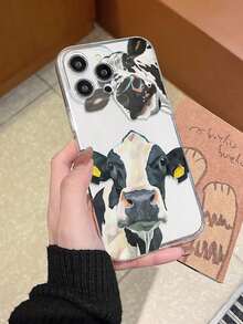 1pc Cute Cow Printed 2D Pattern Fashionable High-End Cartoon Cow Design Suitable For Coworkers, Friends, Family, Couples, Birthday, Holiday Gifts, Transparent Soft Case With Full Protection Compatible With IPhone 17/16/15/14/13/12/11/Pro/ProMax/X/XR/XS/XSMAX/7/8/PLUS And Models,Suitable For IPhone 17 Air - 無色 - 查看 6