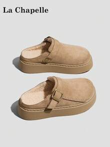 1 双 La Chapelle 女式休闲软底平底鞋，圆头低跟户外通勤鞋，优雅软底徒步鞋适合学生毕业照，低帮皮革保暖鞋