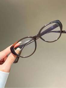 1 Pair Of Light Cool Brown Glasses For Women – Boasting An Oval Frame With A Mild Retro Flair - Màu trà lạnh - Xem 7