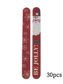 5/30pcs Christmas Nail File Red Nail Art Tool Christmas Tree, Santa Claus, Snowflake Style - Multicolor - View 18