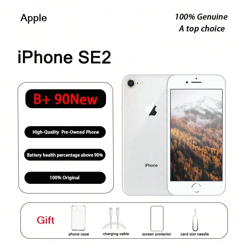 iPhone SE (2.ª generación) de Apple usado de 256 GB, producto auténtico original, teléfono móvil, regalo de funda de membrana