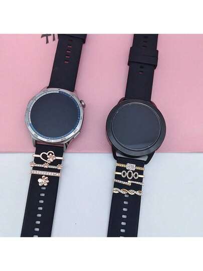 Smart Watch Strap,Clock Rhinestone Silicone Strap For Apple Watch, Decorative Ring & Stud Buckle Design, Universal Fit For Apple Watch Series (SE/Ultra/1-9) - Watch Band Decorative Ring - Watch Band Decorative Rivet Buckle(Universal)