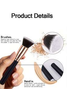1pc Professional Angled/Flat Blush Brush - Ergonomic Black Wooden Handle, Soft Nylon Bristles For Precise Contouring, Makeup Tool Suitable For Beginners,Foundation Brush,Concealer Brush,Blush Brush,Contour Brush,Blush Brush,Bronzer Brush,Powder Brush,Foundation Brush,Blush Brush