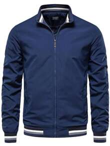 Chamarra Casual A Prueba Para Viento Y Agua Hombres Miveni - Azul - Ver 8