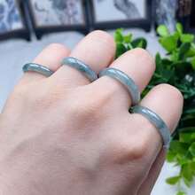 3毫米可叠戴天然翡翠绿石风水幸运戒指，女士款，单枚真宝石结婚戒指，低过敏性精致首饰，理想的幸运礼物，美国尺码4-12 - 藍綠色 - 查看 7