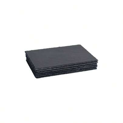 Rectangle Slate Placemats - 30x 20cm - Pack Of 6 - Black Natural Stone Slate Dinner Mats Dinnerware Plate Placemats Kitchen, Home, Bar, Restaurant, Weddings, Events