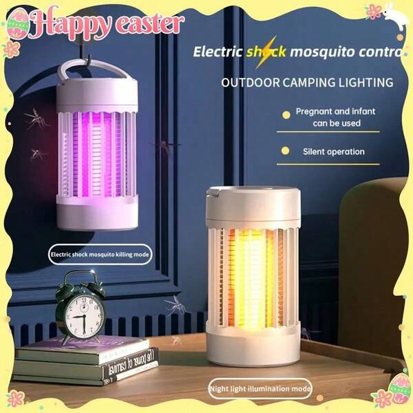 Lâmpada elétrica mata-mosquitos, armadilha para insetos com LED UV, sem produtos químicos, operação silenciosa, ação 360°, eficiente eliminador de insetos alimentado por USB para uso interno.