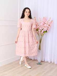 Junior Lace Dress - Baby Pink - View 4