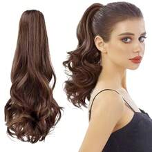 Ponytail Extension,22" Claw Clip Hair Extensions Ponytail Long Curly Hair Extension Natural Looking Synthetic Hairpiece For Women Medium Brown - Brown - View 5