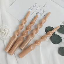 Long Candlesticks Spiral Taper Candle,Gedengi 2pcs Brown Tapered Candles 10 Inches Twisted Candlestick Cute Candle Sticks Wax For Home Dinner Wedding Party Women Gifts (1D-Brown){Inchcolor_nameinch:InchBrowninch,Inchsize_nameinch:Inch10INCHinch} - Brown - 查看 4