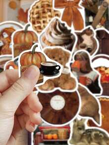 53张秋季美学贴纸礼品卡通装饰剪贴簿笔记本电脑行李箱吉他水杯手机壳DIY贴纸 - 彩色 - 查看 6