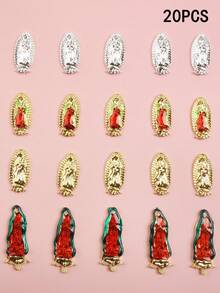 20 Peças de Conjunto de Acessórios de Unhas Estilo Misto de Nossa Senhora, Acessórios de Unhas 3D DIY para Senhoras e Meninas com Estilos Mistos de Nossa Senhora