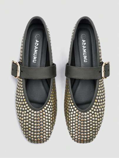 新款女士高端时尚舒适水钻平底鞋，可爱设计，适合日常穿着，适合假期和夏季