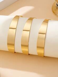 1 pieza Brazalete ancho de metal dorado geométrico hueco y exagerado de moda, adecuado para atuendos diarios, de fiesta y de festivales de música de mujeres