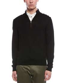 Bruno Magli Plaited 1/4-Zip Merino Wool Mock Neck Sweater - 黑色 - 查看 1