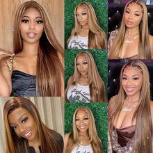 Uveous Straight Lace Front Wig Human Hair 5x5 Pre-Pulled With Baby Hair 180% Density Lace Close Up Human Hair Wig Women Natural Black 13X4 Upgraded HD Lace Front Wig Straight Lace Front Wig Human Hair 4x4 Glueless Wear & Go Wigs Human Hair Pre Plucked 28 Inch Highlight Ombre Lace Front Wig - S4/27 - 查看 7