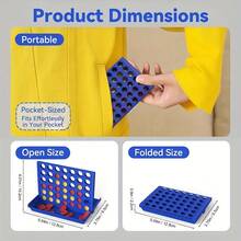 Family Strategy Board Game - 13.21 Cm Portable Foldable Chess Puzzle For Kids & Adults, Classic Four-In-A-Row Challenge With Red & Yellow Discs, Ages 3+ Home Entertainment, Perfect Christmas Thanksgiving Gift, Chess Gifts, Interactive Play, Vibrant Board, Sturdy Construction - Multicolor - View 11