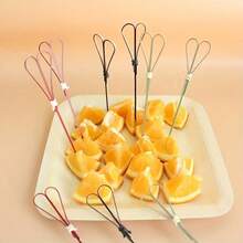 100/60/30 Pcs Natural Bamboo Cocktail Picks - 4.8 Inch Food Skewers With Loop End, Suitable For Food, Appetizers, BBQ, Party, Sandwiches, Fruits, Cheese And Cold Cut Boards - Disposable Sturdy Skewers - Multicolor - View 1