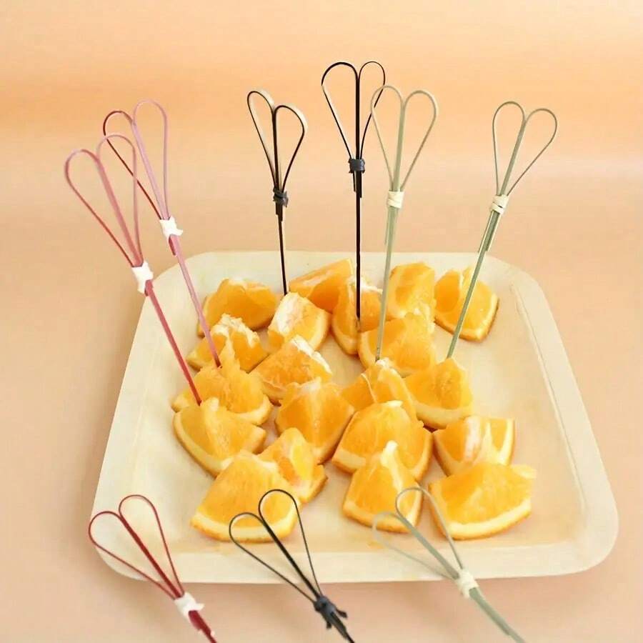 100/60/30 Pcs Natural Bamboo Cocktail Picks - 4.8 Inch Food Skewers With Loop End, Suitable For Food, Appetizers, BBQ, Party, Sandwiches, Fruits, Cheese And Cold Cut Boards - Disposable Sturdy Skewers - Multicolor - View 1