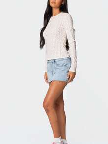 Women's Y2k Cute Floral T-Shirt Long Sleeve Floral Pattern Round Neck Tops Graphic Crewneck Slim Fit Crop Tops Casual  Going Out Blouses Shirts - 白色 - 查看 3