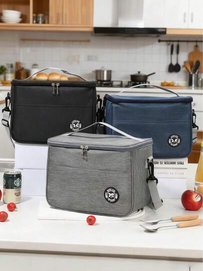 New Portable Lunch Bag Food Thermal Box Waterproof Office Cooler Lunchbox With Shoulder Strap Insulated Case,Large-Capacity Travel Hand-Held Shoulder Strap Insulated Bag, Lunch Box Bag, Student Thickened Waterproof Lunch Bag, Fresh-Keeping Aluminum Foil Picnic Bag