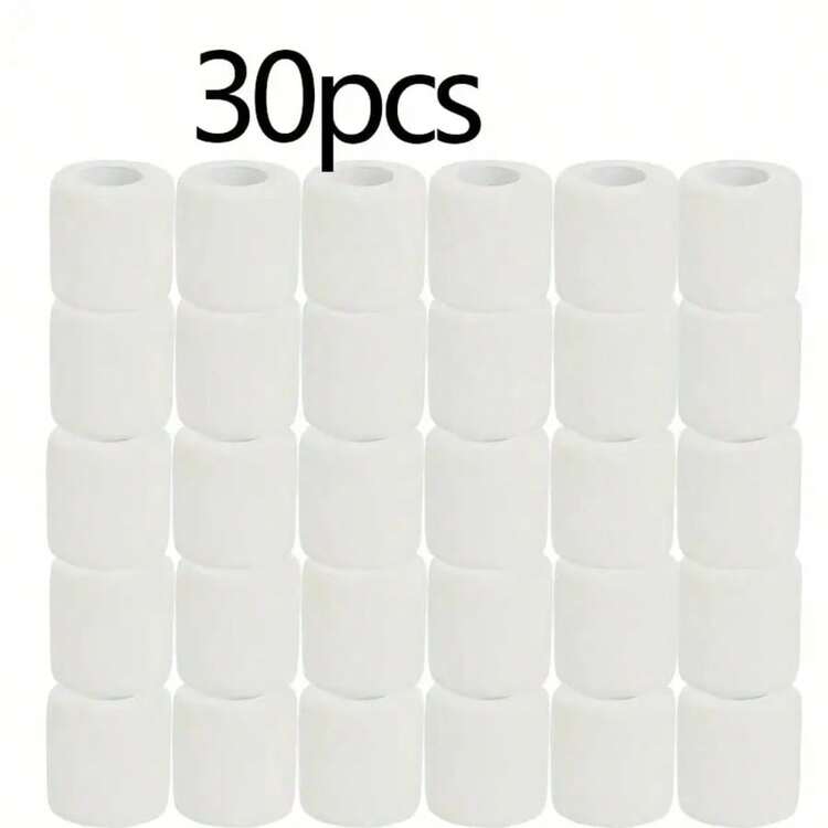 6/12/24/30 piezas Vendaje adhesivo blanco, transpirable y suave de tela no tejida, vendaje elástico autoadhesivo, cinta de 5CM * 4.5M - Blanco - Añade 2