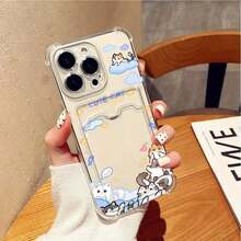 Funda transparente con diseño popular y atractivo en las cuatro esquinas, resistente a caídas. Compatible con phone 16, 11, 12, 13, 14, 15 Pro y Plus. Fabricada en TPU suave. - transparente - Ver 1