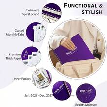 2026 Planner - 2 Year Monthly Planner 2026 - 2027, JAN. 2026 - DEC. 2027, 8.5x 11 26 - 27 Monthly Calendar, Large Planner With Bound, 24 Months School Office Schedule - Purple - D-purple - View 4