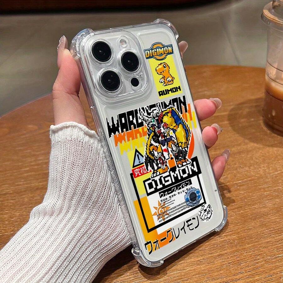 Nueva Funda de Teléfono Ultra Delgada y Creativa Estilo Pixel  WAR GREYMON Agumons, Compatible con 16/16e/15 14 13 12 11 Pro XXR xsmax 8 e Plus Protección en las Cuatro Esquinas Transparente Carcasas Suaves Cubierta Traseira Fina Antigolpes Diseño Anime Impreso Silicona Duradera Cobertura para Usuarios del Aficionados al Manga17 17promax - transparente - Ver 1