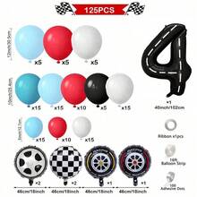 Two Fast Birthday Decorations Race Car Party Supplies For Racing Balloon Garland Arch Kit Blue Red White Latex Balloons And Wheel Checkered Foil Balloons 1 2 3 4 5 6 7 8 9 Years Old Birthday Decor - Color Mixing - View 13