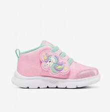 Skechers New Style Girls Cartoon Fleece Lined Casual Sports Shoes - Pink/Teal - View 3