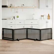 vidaXL 4-Tlg. Hundetor Mit Tür Faltbar Schwarz 320 Cm Pappelholz - Schwarz - Übersicht 1