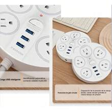 Premium Disc Usb Premium Multi-contact 5+3 Cable De Alimenta - Blanco - Ver 8