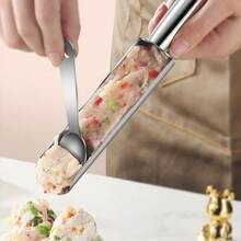 1个不锈钢易脱模不粘饭团机 - 用于制作完美的饭团、肉丸、沙拉三明治等，多功能厨房工具，例如虾酱和鱼丸，是家庭厨师和厨房爱好者的理想之选，饭团制作工具 - 銀色 - 查看 4