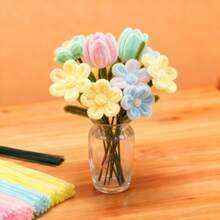 300/600/620 PCS Pipe Cleaners For Flowers, Pastel Chenille Stems With 20 Pcs Flower Stems, Macaroon Chenille Stems For Crafts, Pipe Cleaners Craft Set, Pipe Cleaners Bulk For Tulip, Rose, Lily, Sunflower, Pipe Cleaners, Multi-Colored, Flower Making Kit, Arts And Craft Supplies, Ideas For Art Project Activity, Craft Supplies Bulk For DIY Art And Craft Projects Creative Gift Wrapping Party Decorations(Macaron Series) - 彩色 - 查看 5
