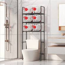 رف خزانة متعدد الطبقات لأعلى المرحاض بدون ثقب، قوي وذو سعة حمل عالية، رف تخزين للحمام فوق المرحاض قطعة واحدة